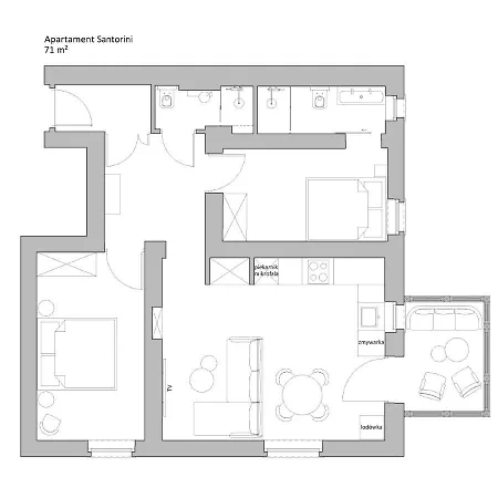 Sanhaus - Santorini - Dwie Sypialnie, Dwie łazienki, Klimatyzacja Sopot