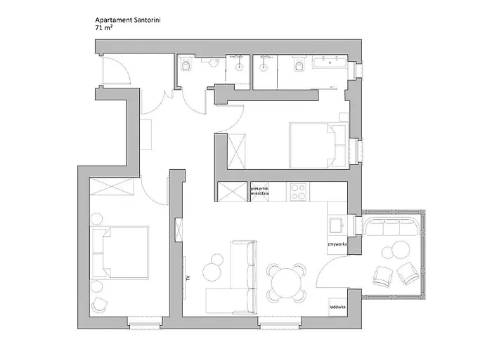 Sanhaus - Santorini - Dwie Sypialnie, Dwie Lazienki, Klimatyzacja Sopot